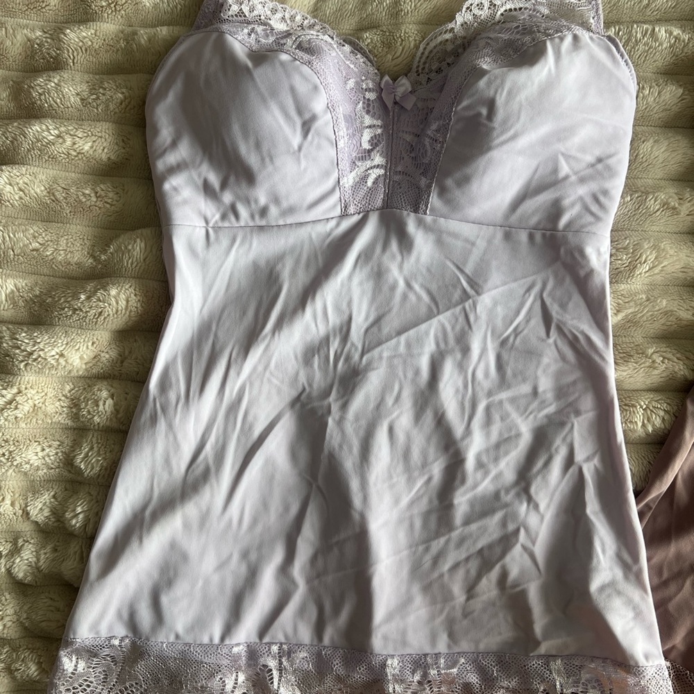 Elegant Lace Trim lavender Chemise